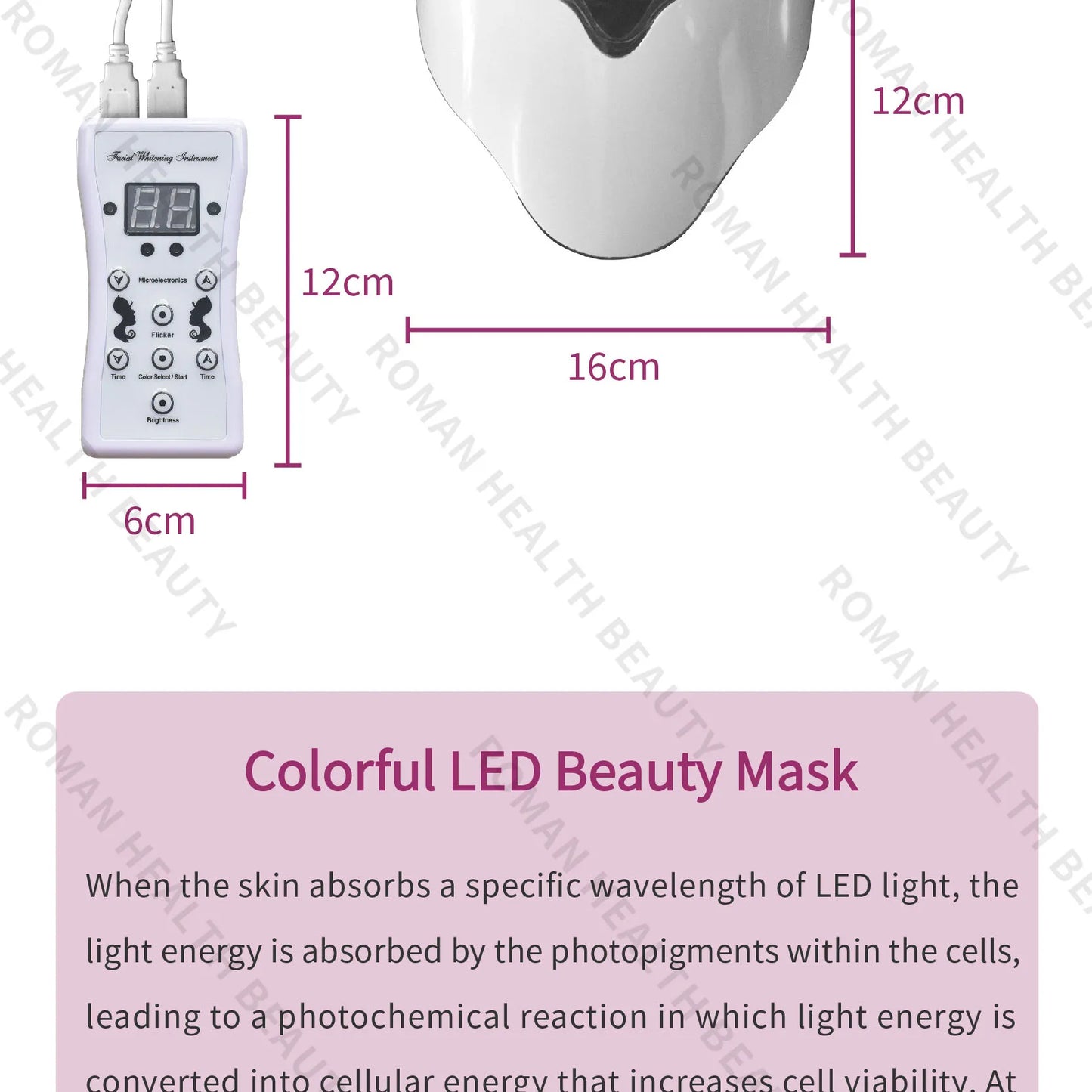 7 Colours Photon Facial LED Mask for Light Therapy which helps with Anti Aging, Skin Repair and  Anti-Wrinkle Skin Care for ladies and men