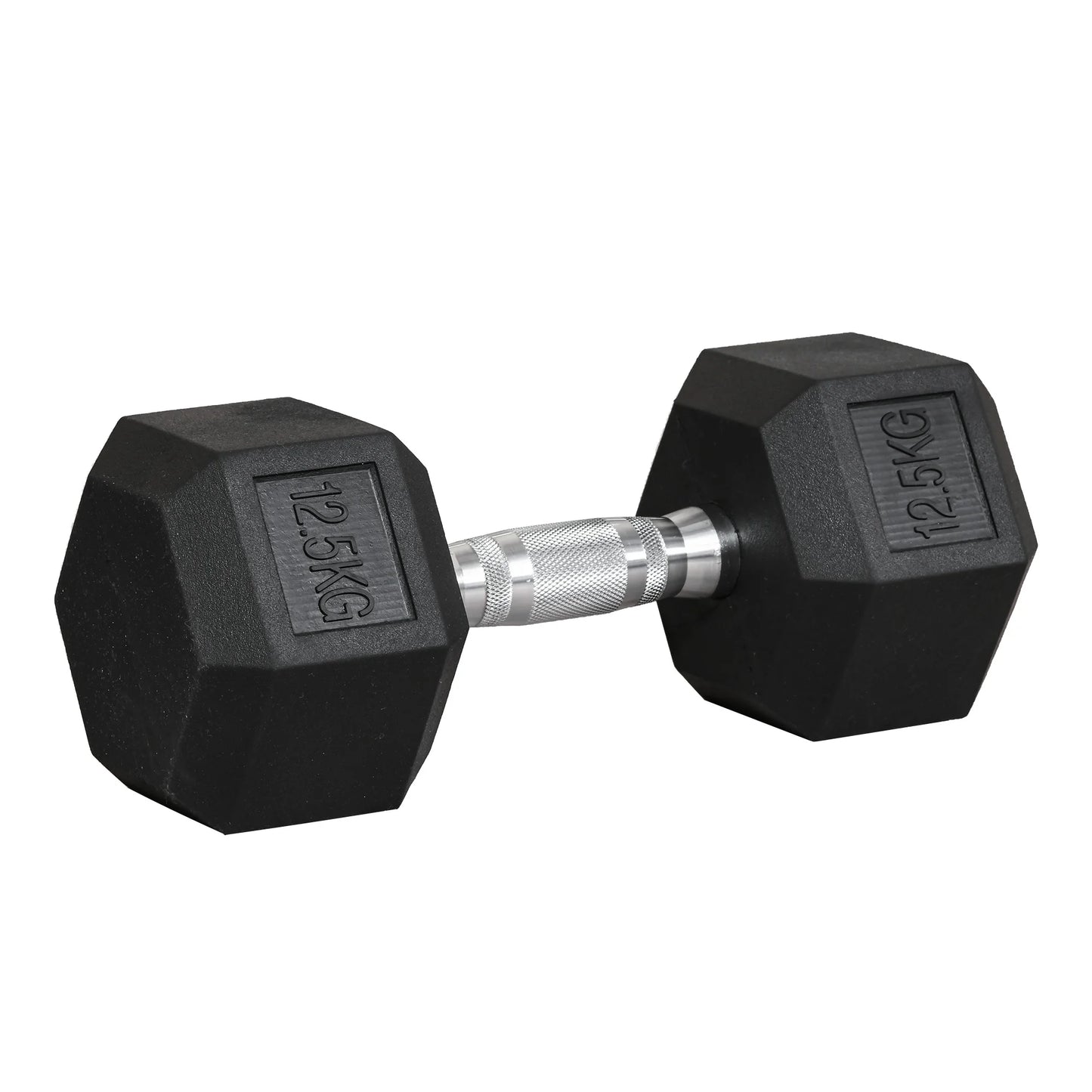12.5kg - Hexagonal Fixed Rubber Dumbbell Set, Home Gym - strength training equipment