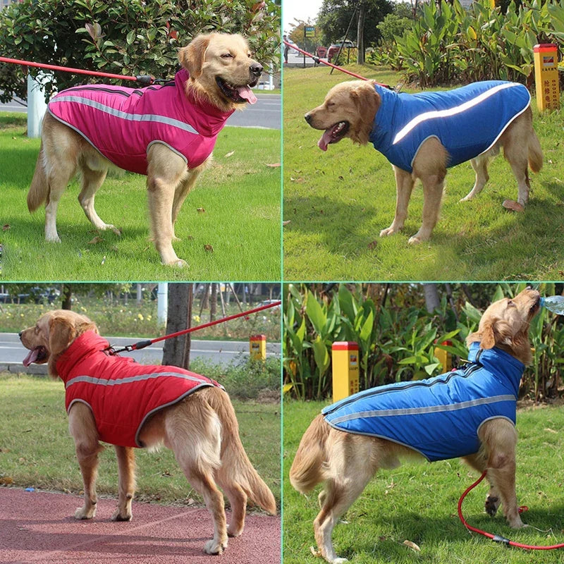 Waterproof Padded Fleece Dog Coat with  Safety Reflective Design