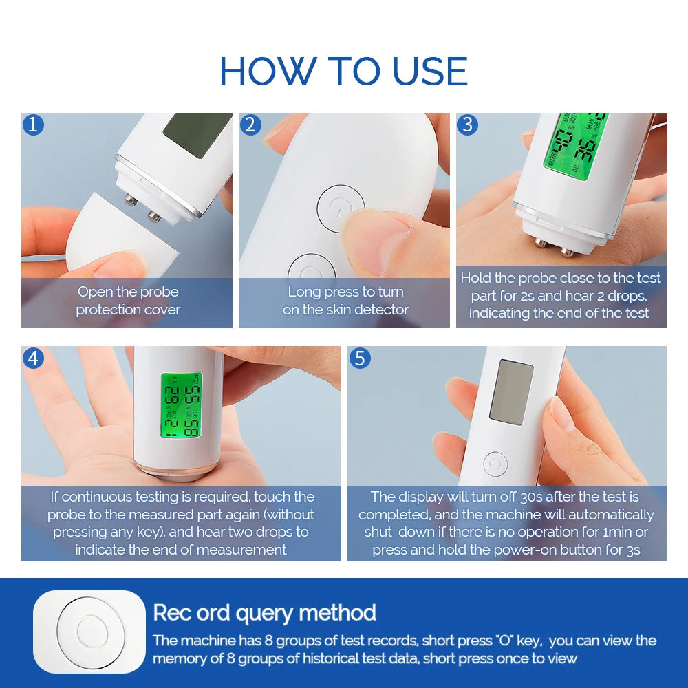 Skin Analyser, helps detect and test the moisture, elasticity and oil content of your skin