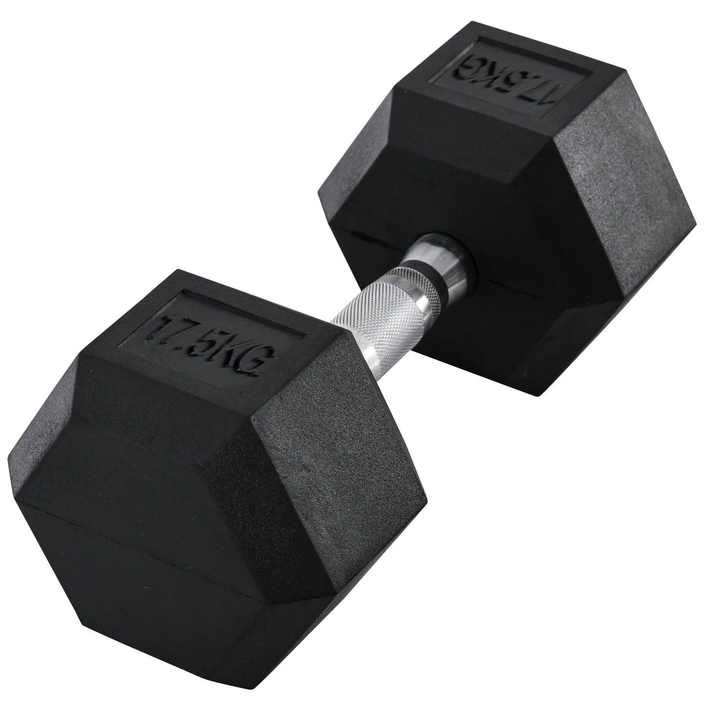 17.5kg - Hexagonal Fixed Rubber Dumbbell Set, Home Gym Strength Training Equipment