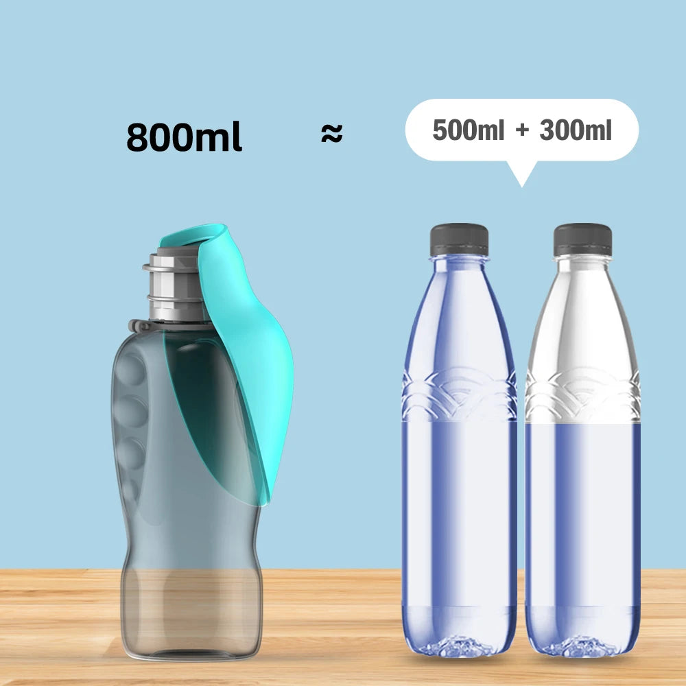 800ml Dual Dog Walking Water Bottle with dispenser