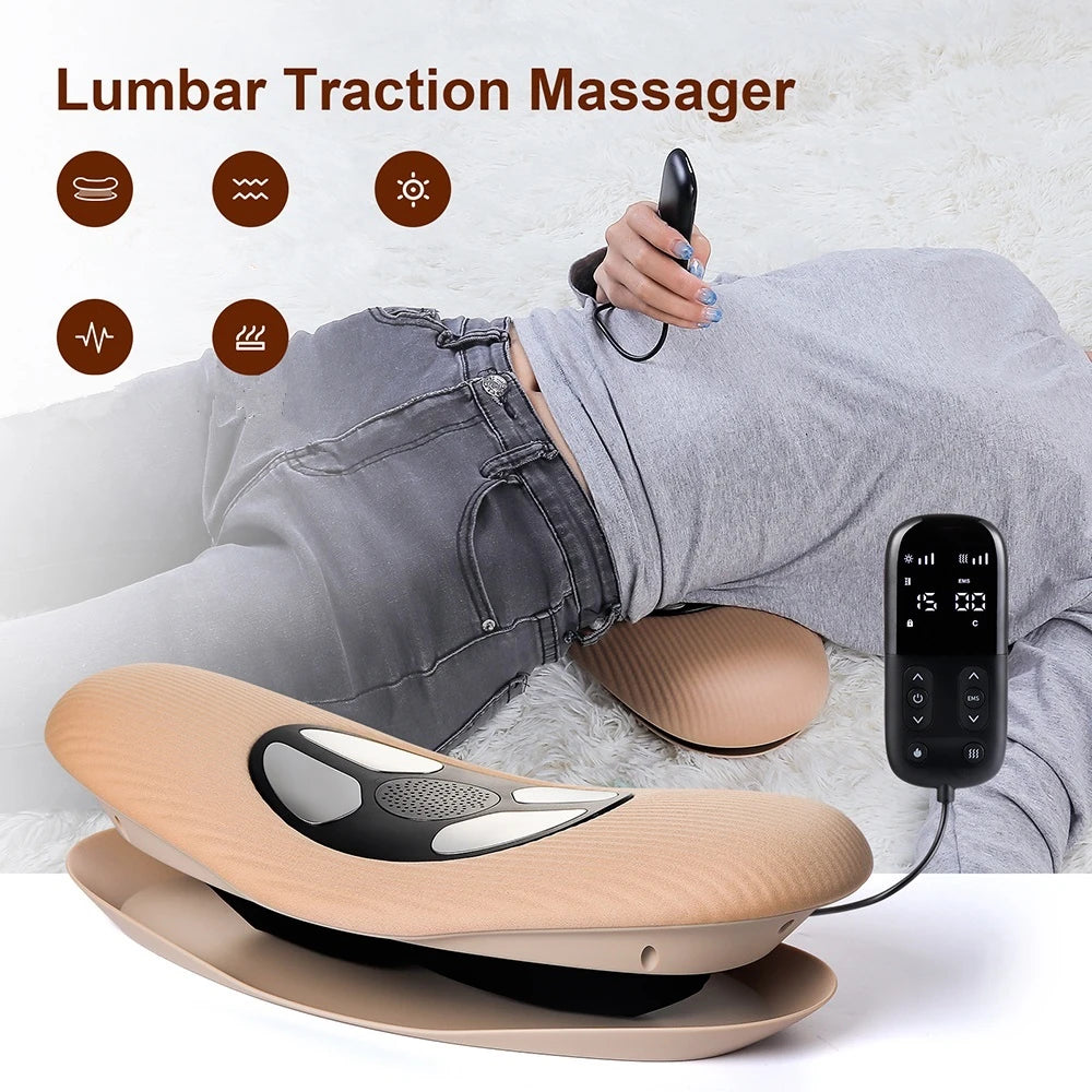 Electric Lumbar Traction Massager: Vibration Waist Massager with Airbag Support for Spine and Back Relief