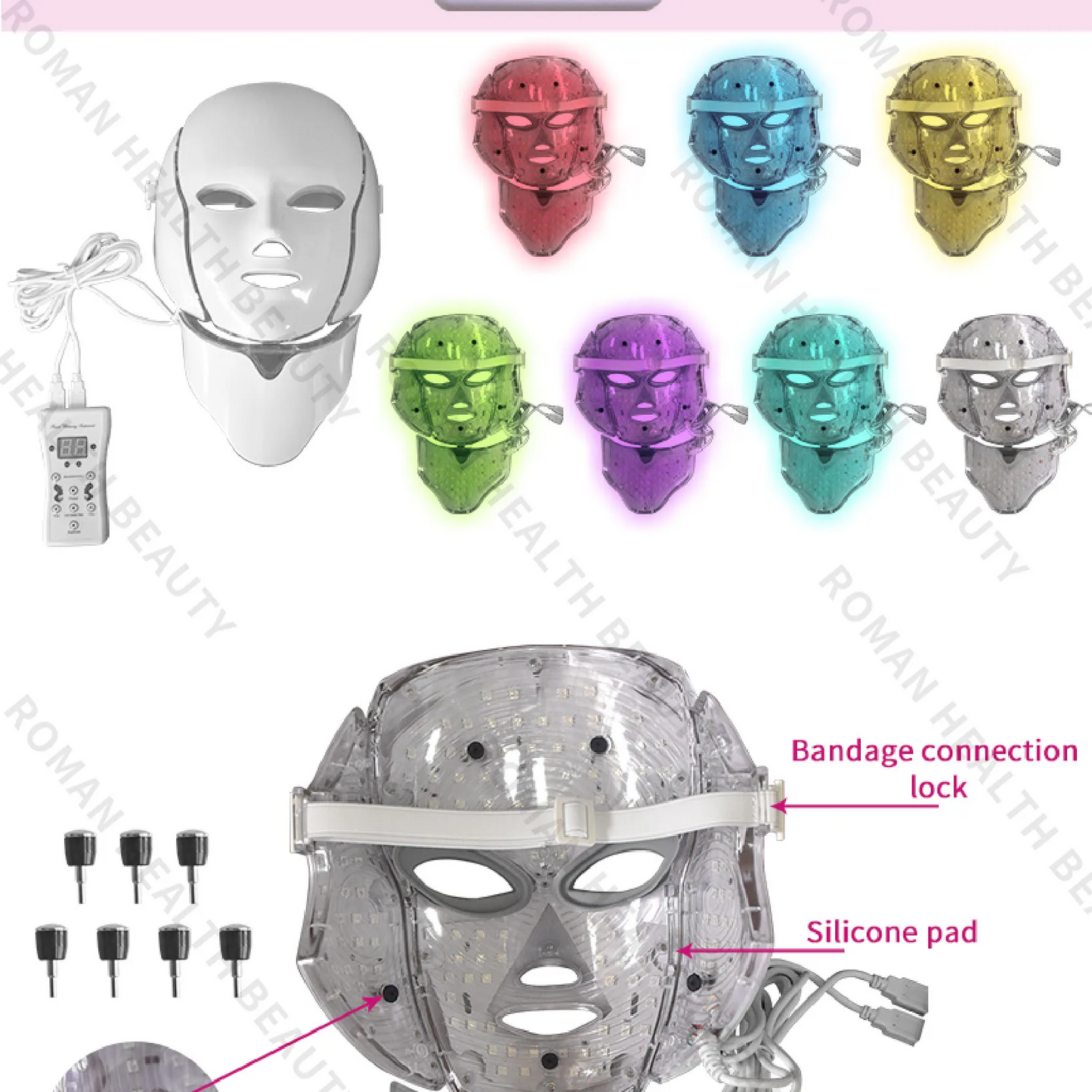 7 Colours Photon Facial LED Mask for Light Therapy which helps with Anti Aging, Skin Repair and  Anti-Wrinkle Skin Care for ladies and men
