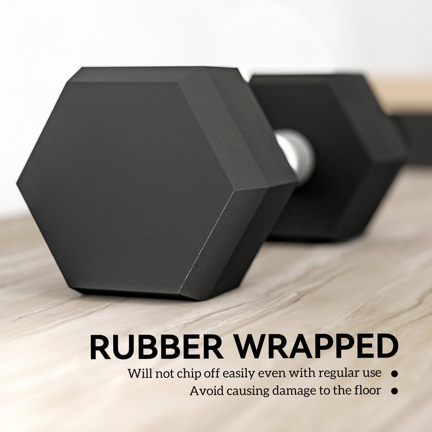 6kg - Hexagonal Fixed Rubber Dumbbell Set for Weight Lifting Exercises